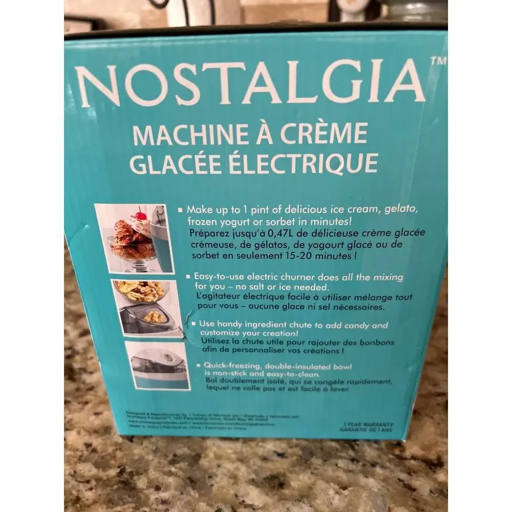 Nostalgia Electric Ice Cream Maker, Gelato, Frozen Yogurt, or Sorbet makes 1 pnt